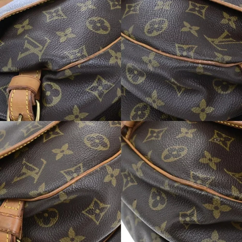 LOUIS VUITTON Logo Saumur 30 Shoulder Bag Monogram Leather Brown